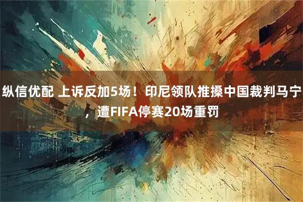 纵信优配 上诉反加5场！印尼领队推搡中国裁判马宁，遭FIFA停赛20场重罚